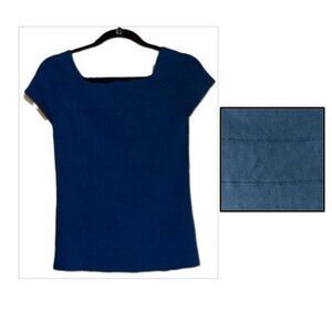 Vivienne Tam | M | Square Neck Knit Top | Deep Teal Blue